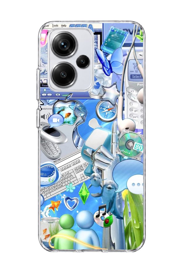 Redmi Note 13 Pro Plus 5g Compatible Blue Nostalgia Technology Printed Transparent Phone Case