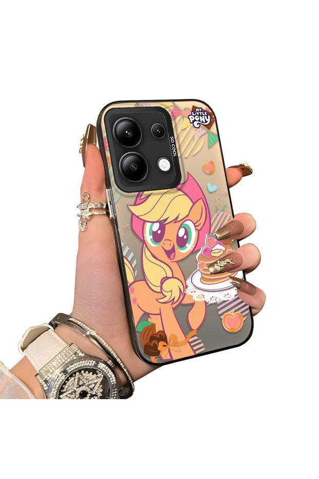Xiaomi Redmi Note 13 4g Compatible Acrylic Hard Back Panel with Silicone Edges Applejack Patterned Phone Case