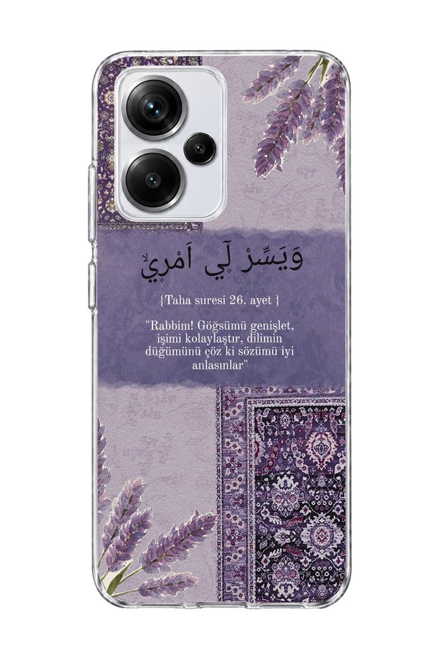 Redmi Note 13 Pro Plus 5g Compatible Purple Lavender Verse Printed Transparent Phone Case