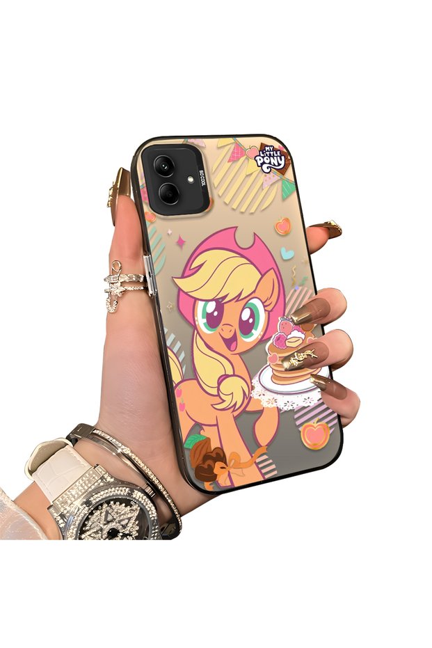 Samsung Galaxy A03/A04E/A04 Compatible Acrylic Hard Back Panel with Silicone Edges Applejack Patterned Phone Case