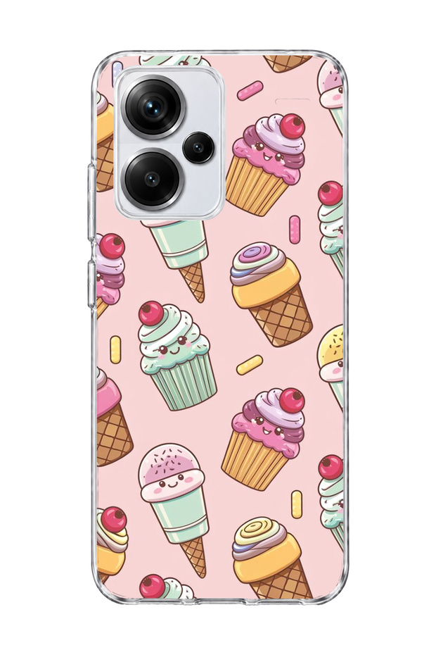Redmi Note 13 Pro Plus 5g Compatible Ice Cream Cake Pink Printed Transparent Phone Case