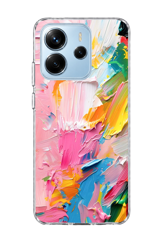 Redmi Note 14 4g Compatible Colorful Cat Paw Print Transparent Phone Case