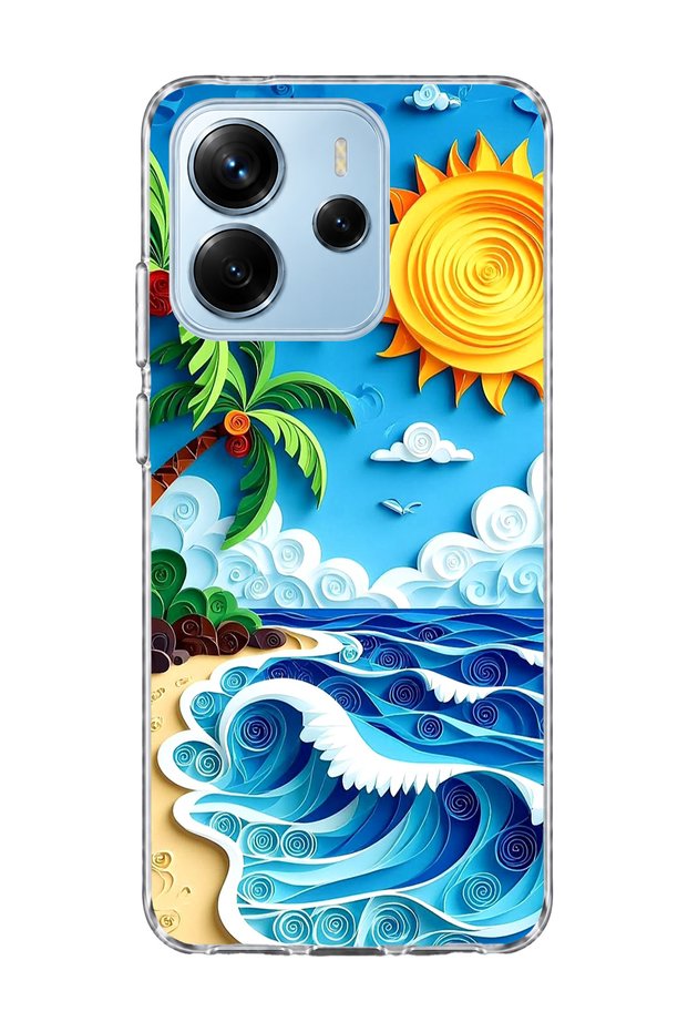 Redmi Note 14 4g Compatible Sausage Dog Blue Plaid Printed Transparent Phone Case