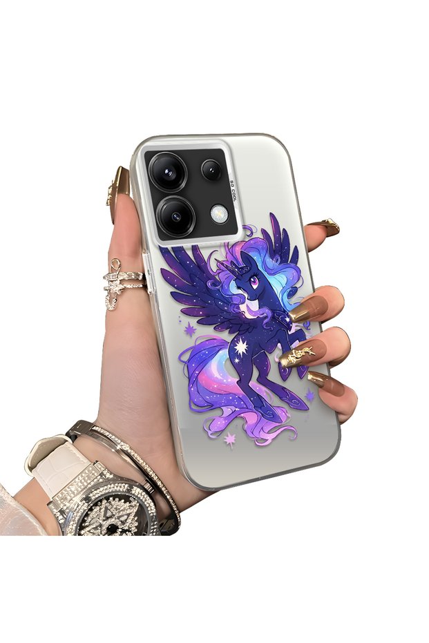 Xiaomi Poco X6 Compatible Acrylic Hard Back Panel with Silicone Edges Princess Luna Patterned Phone Case