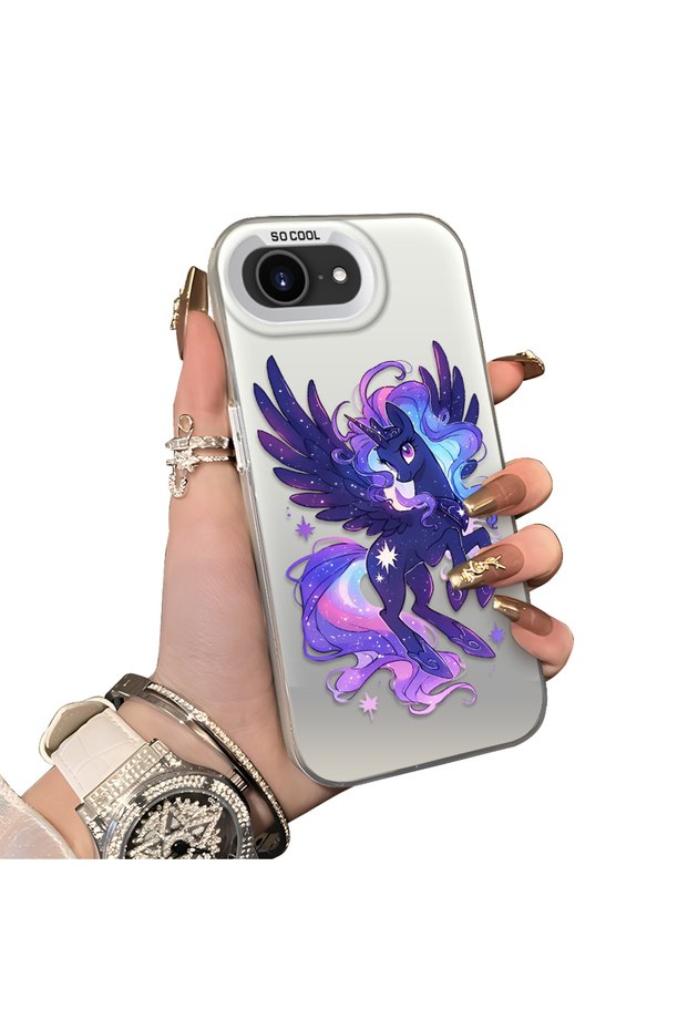 Princess Luna Patterned Phone Case with Acrylic Hard Back Panel and Silicone Edges, Compatible with iPhone 16E
