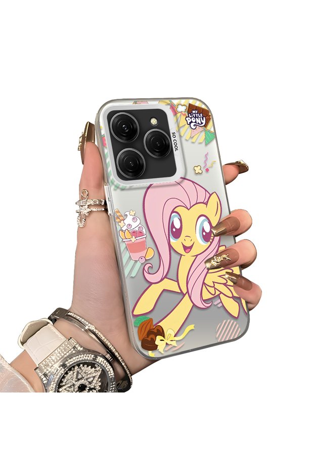 Fluttershy Pattern Phone Case for Tecno Spark 20 Pro 4G/5G Compatible Acrylic Hard Back Panel with Silicone Edges