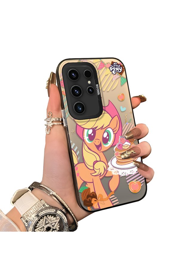 Samsung Galaxy S23 Ultra Compatible Acrylic Hard Back Panel Silicone Edged Applejack Patterned Phone Case