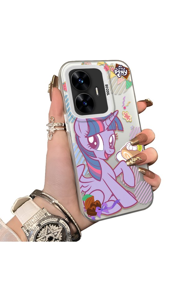 Realme C55 Compatible Acrylic Hard Back Panel with Silicone Edges Twilight Sparkle Patterned Phone Case