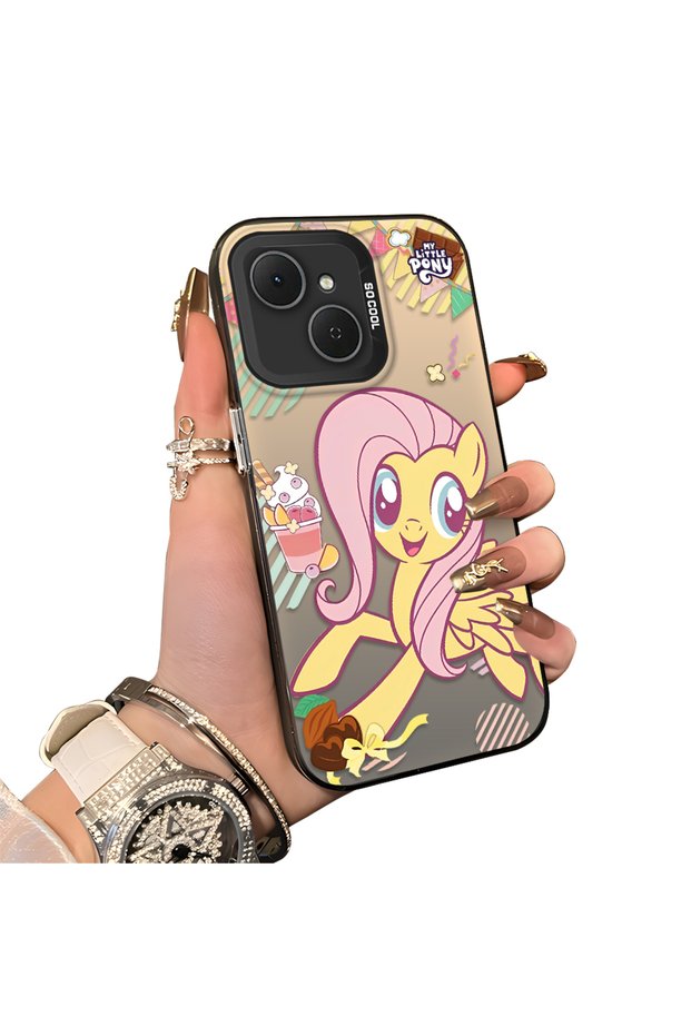 Tecno Spark 40C Compatible Acrylic Hard Back Panel with Silicone Edges Fluttershy Patterned Phone Case