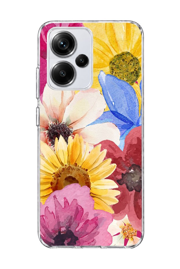 Redmi Note 13 Pro Plus 5g Compatible Sunflower Watercolor Printed Transparent Phone Case