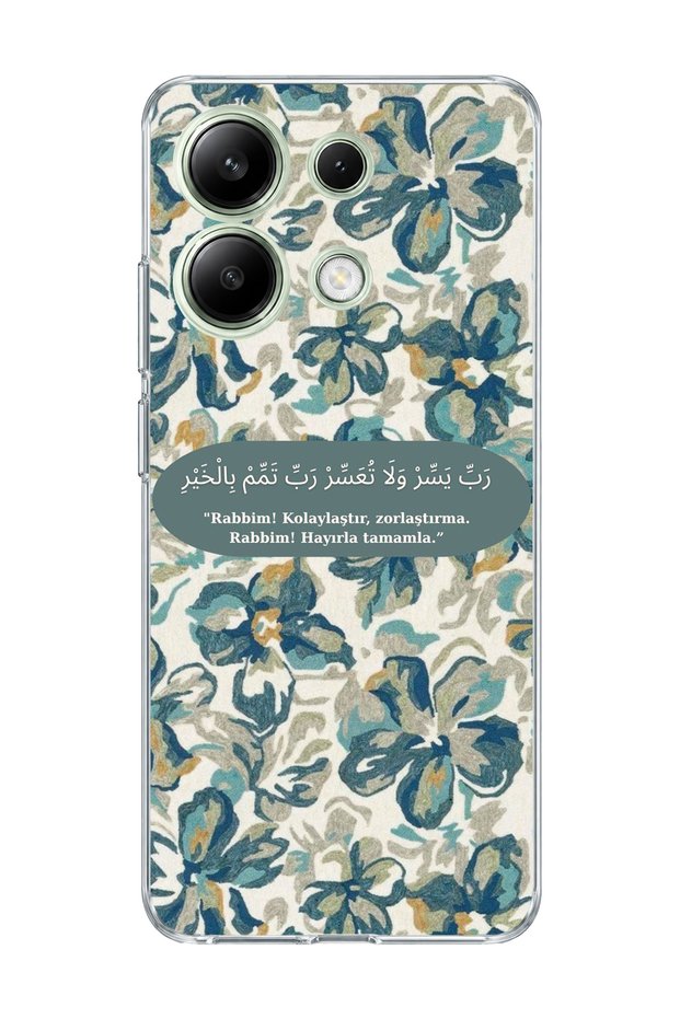 Redmi Note 13 4g Compatible Blue Flower Prayer Printed Transparent Phone Case