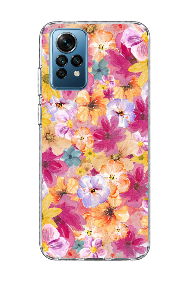 Redmi Note 12 Pro 4g Compatible Little Flower Watercolor Printed Transparent Phone Case