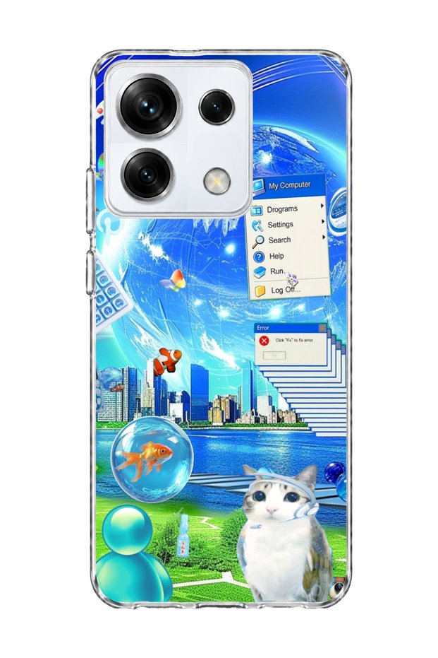 Redmi Note 13 Pro 5g Compatible Jellyfish and Cat Printed Transparent Phone Case