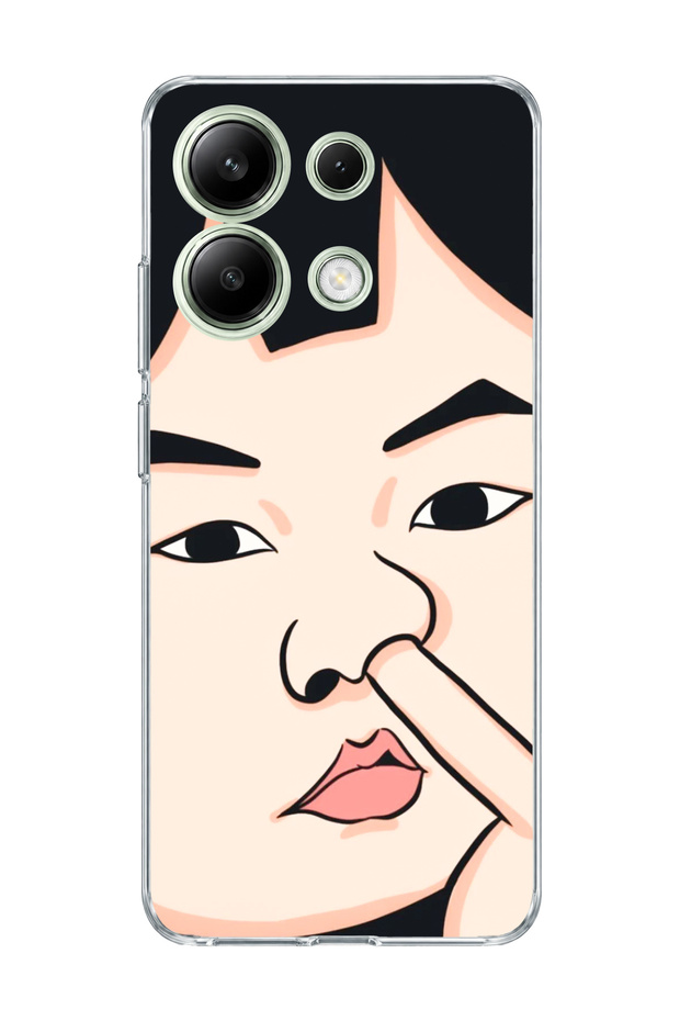 Redmi Note 13 4g Compatible Funny Face Nose Printed Transparent Phone Case