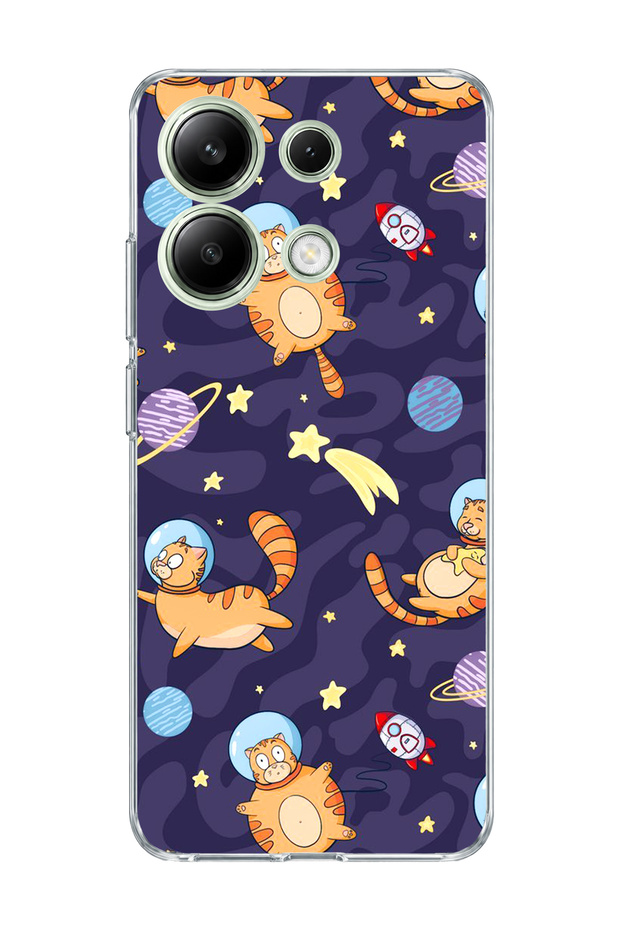 Redmi Note 13 4g Compatible Astronaut Cat Printed Transparent Phone Case