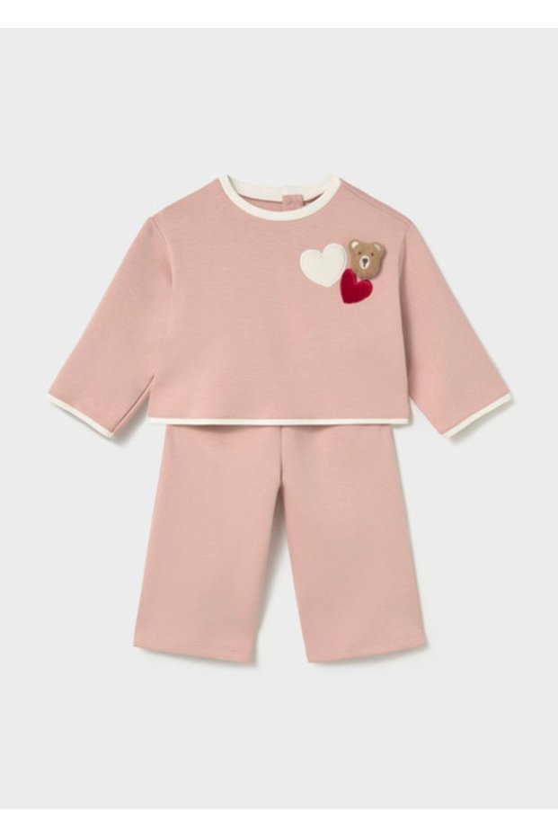 Pink Baby Girl Embroidered Pants and Sweater Set 2558