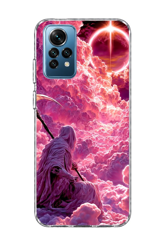 Redmi Note 12 Pro 4g Compatible Azrail Pink Cloud Printed Transparent Phone Case