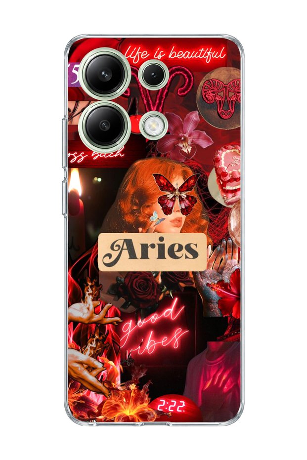 Redmi Note 13 4g Compatible Aries Zodiac Sign Printed Transparent Phone Case