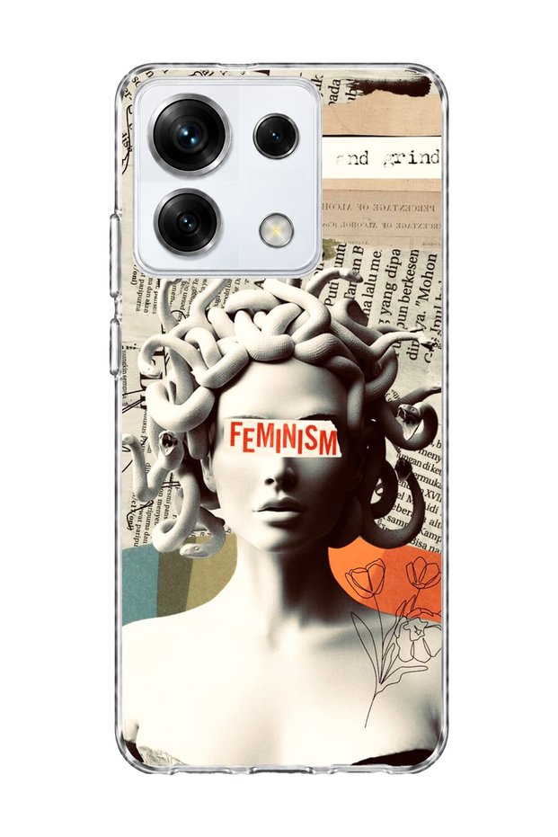 Redmi Note 13 Pro 5g Compatible Snake Hair Sculpture Printed Transparent Phone Case
