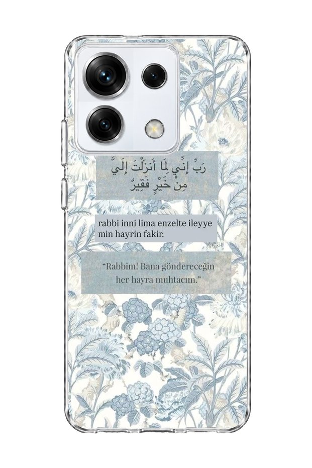 Redmi Note 13 Pro 5g Compatible Light Blue Flower Prayer Printed Transparent Phone Case