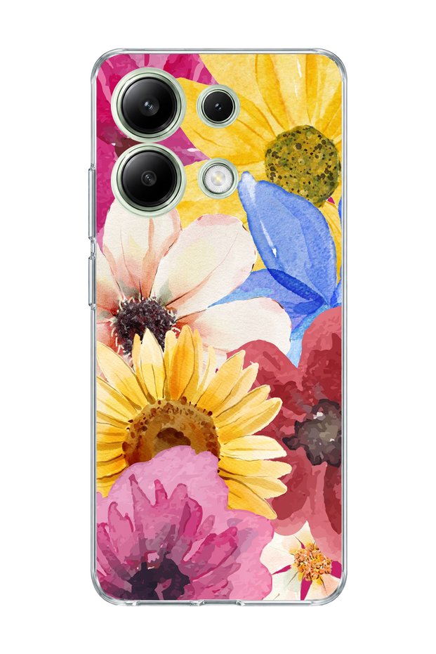 Redmi Note 13 4g Compatible Sunflower Watercolor Printed Transparent Phone Case