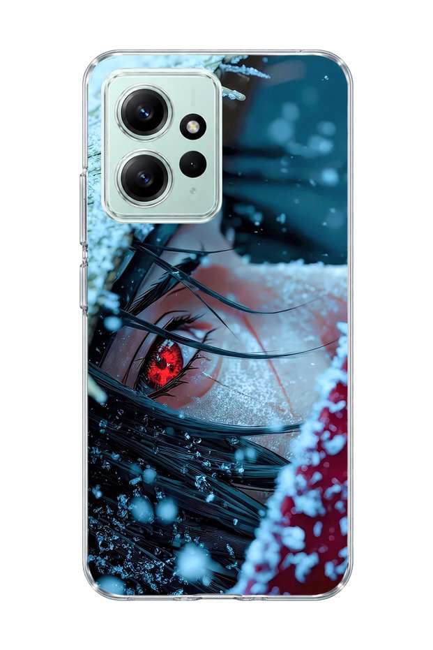 Redmi Note 12 4g Compatible Anime Red Eye Printed Transparent Phone Case