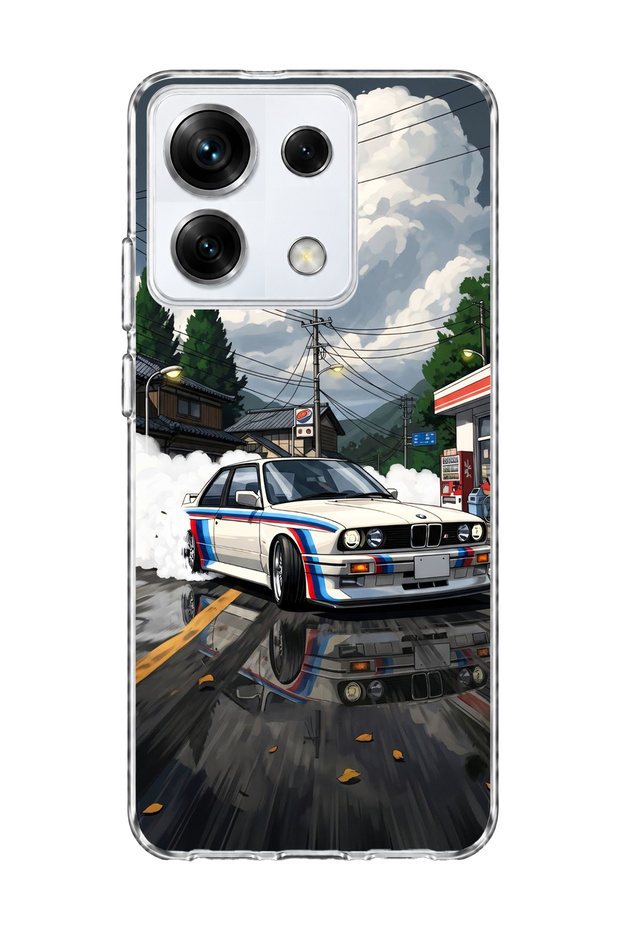 Redmi Note 13 Pro 5g Compatible Classic Car Japanese Street Printed Transparent Phone Case