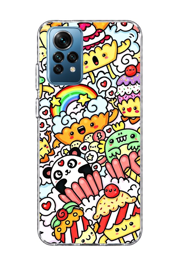 Redmi Note 12 Pro 4g Compatible Cute Panda Rainbow Printed Transparent Phone Case