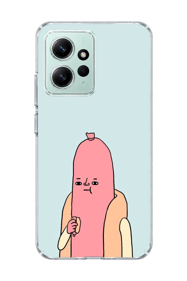 Redmi Note 12 4g Compatible Funny Sausage Character Printed Transparent Phone Case