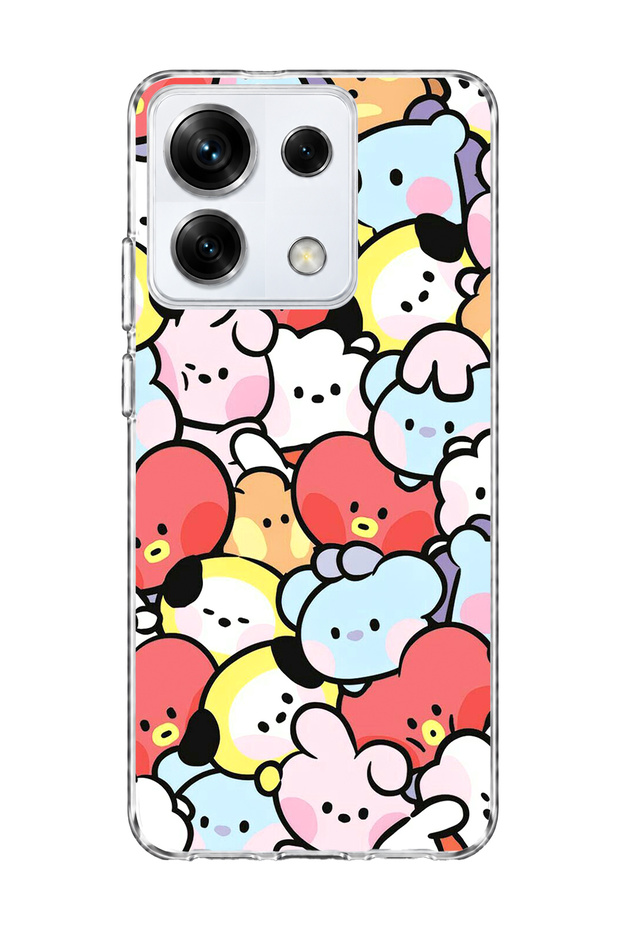 Redmi Note 13 Pro 5g Compatible Cute Colorful Characters Printed Transparent Phone Case