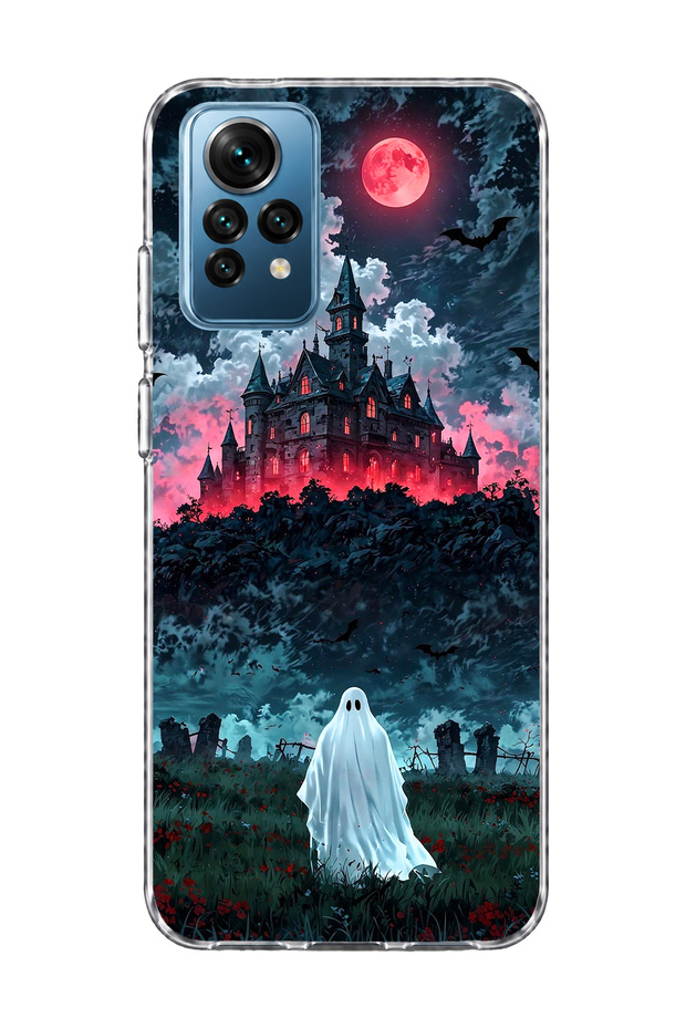 Redmi Note 12 Pro 4g Compatible Ghost Haunted Castle Printed Transparent Phone Case