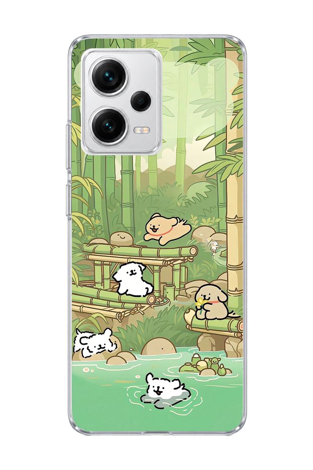 Redmi Note 12 Pro 5g Compatible Bamboo Forest Dogs Printed Transparent Phone Case