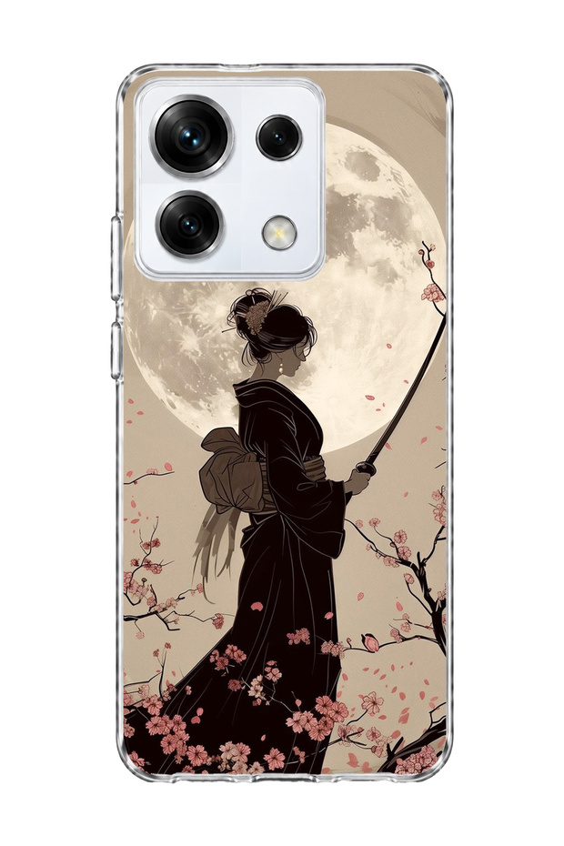 Redmi Note 13 Pro 5g Compatible Geisha Full Moon Printed Transparent Phone Case