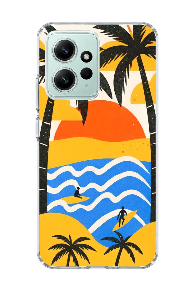 Redmi Note 12 4g Compatible Palm Surf Printed Transparent Phone Case