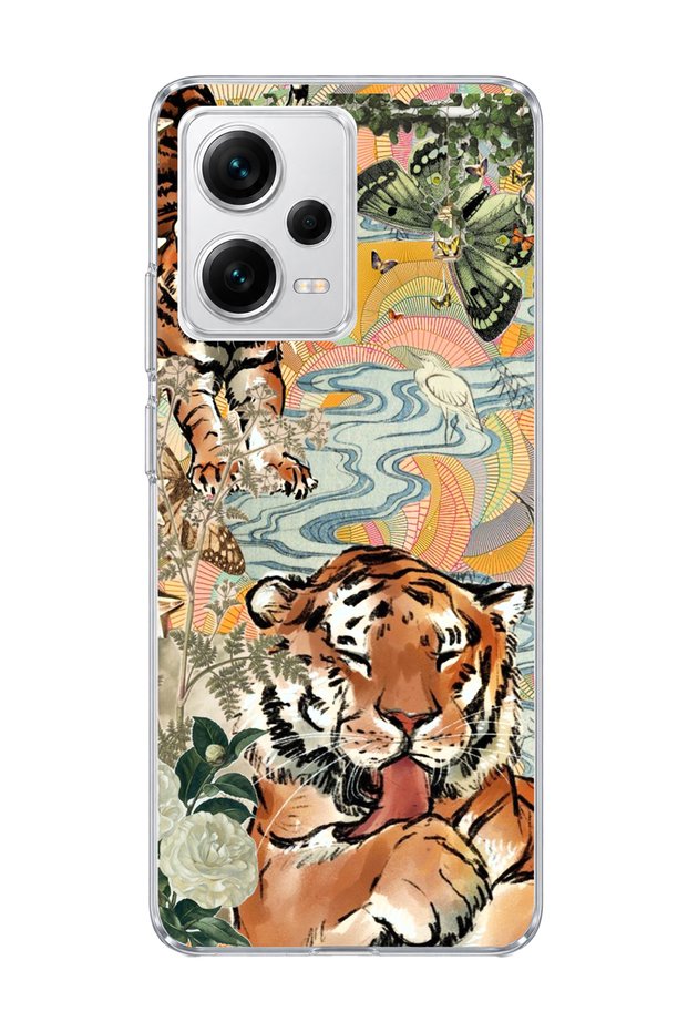 Redmi Note 12 Pro 5g Compatible Tiger Oriental Printed Transparent Phone Case