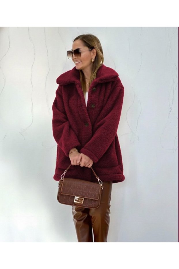 Women's Long Sleeve Collared Front Buttoned Welsoft Coat