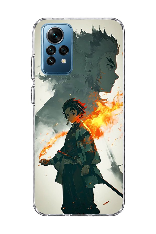 Redmi Note 12 Pro 4g Compatible Anime Fire Shadow Printed Transparent Phone Case