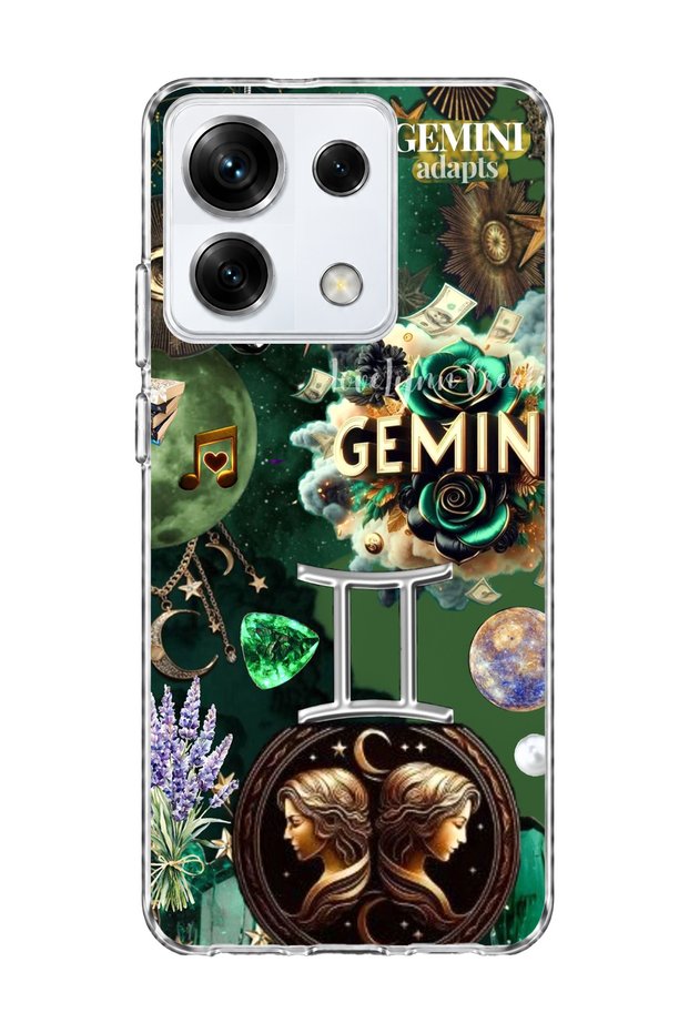 Redmi Note 13 Pro 5g Compatible Gemini Zodiac Sign Printed Transparent Phone Case