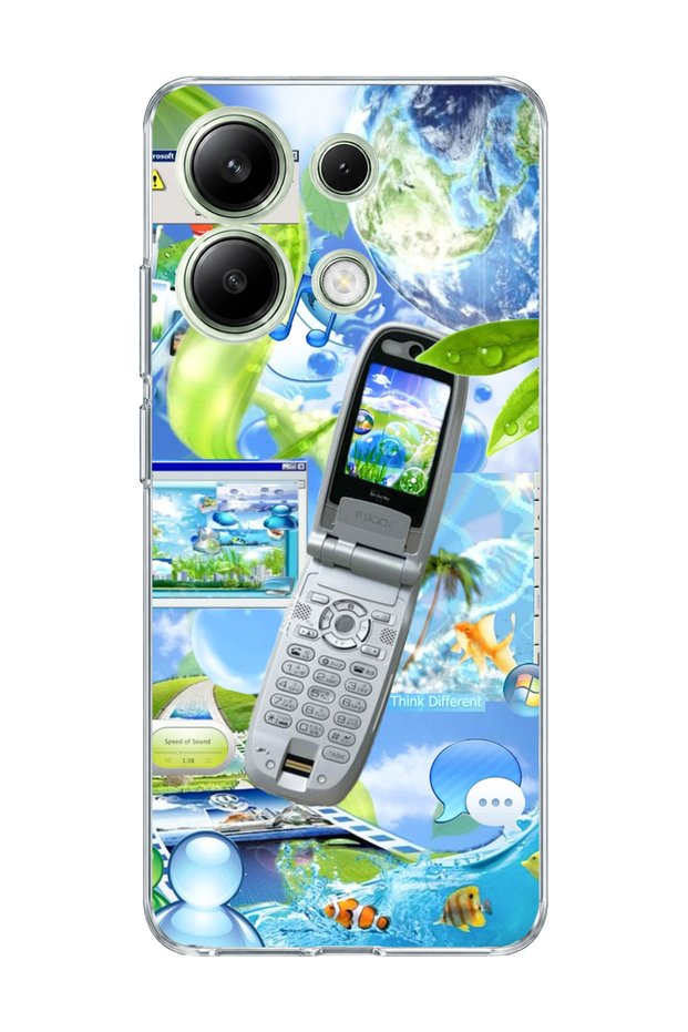 Redmi Note 13 4g Compatible Flip Phone Nature Printed Transparent Phone Case