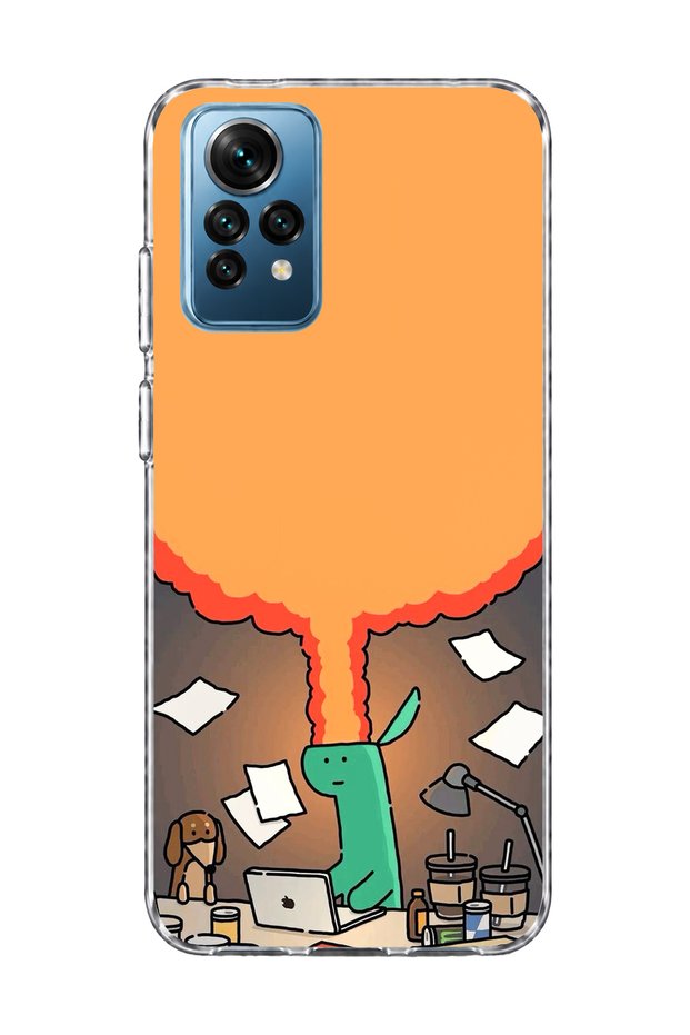 Redmi Note 12 Pro 4g Compatible Green Dinosaur Funny Printed Transparent Phone Case
