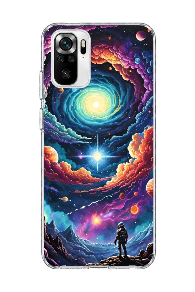 Redmi Note 10 / 10S Compatible Galaxy Swirl Astronaut Printed Transparent Phone Case