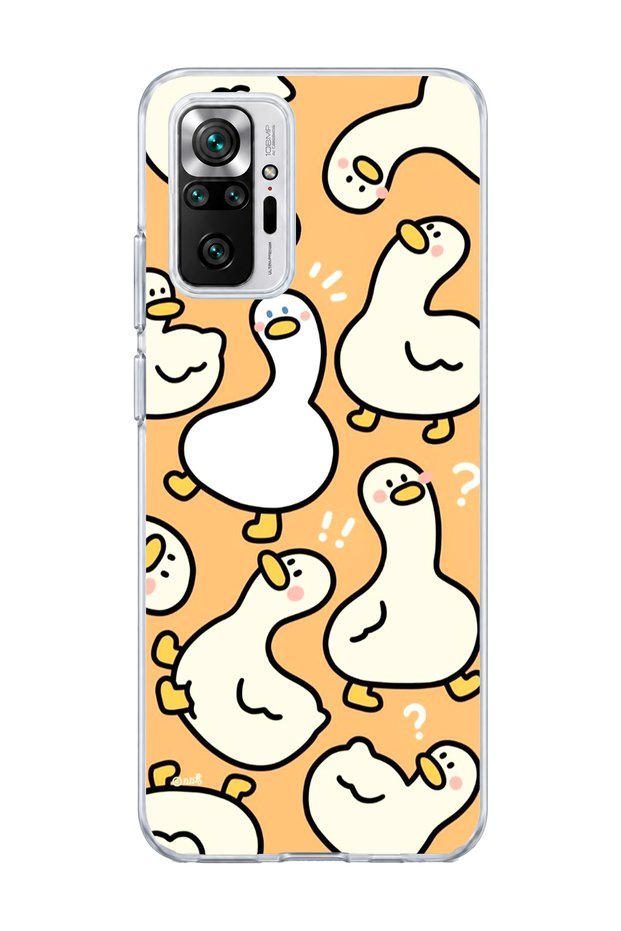 Redmi Note 10 Pro 4g Compatible Cute Duck Orange Printed Transparent Phone Case