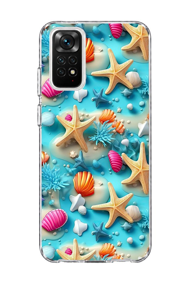 حافظة هاتف شفافة مطبوعة على شكل نجم البحر متوافقة مع Redmi Note 11 / 11S