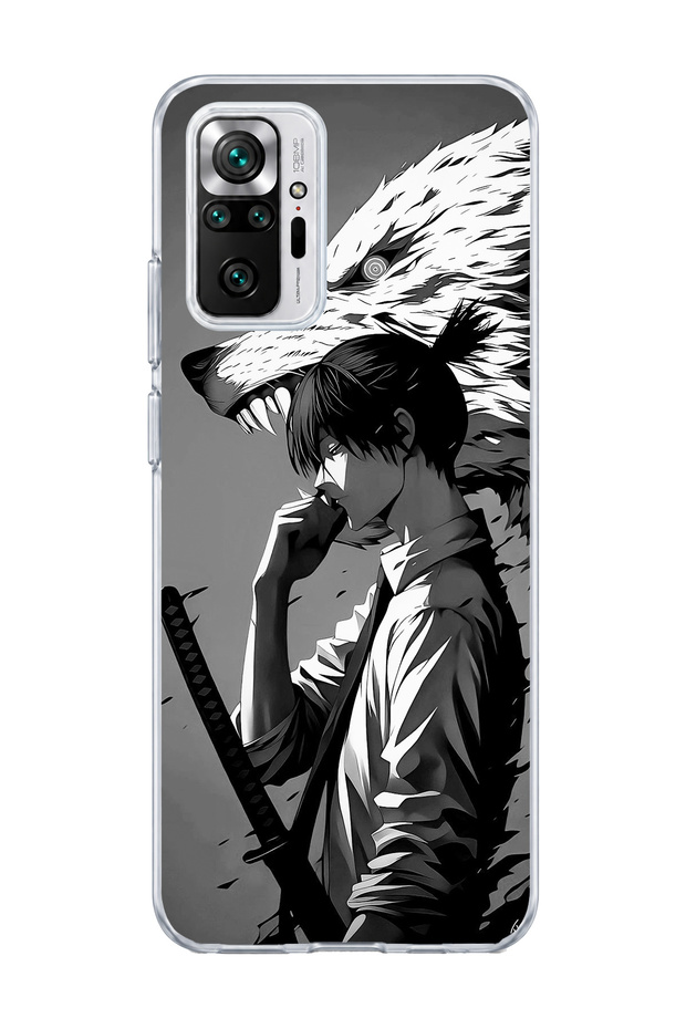 Redmi Note 10 Pro 4g Compatible Anime Wolf Warrior Printed Transparent Phone Case