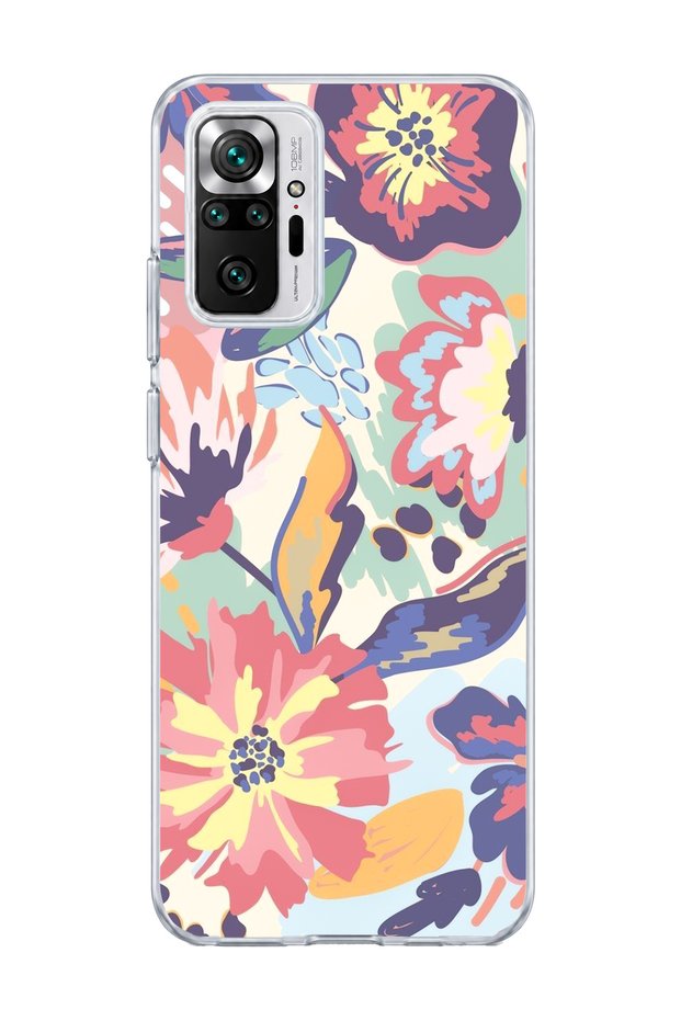 Redmi Note 10 Pro 4g Compatible Abstract Pastel Flower Printed Transparent Phone Case