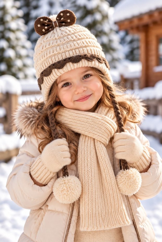 Ki̇tti̇ 26160-05 Girls 1-4 Years Scarf, Beanie, Gloves Set