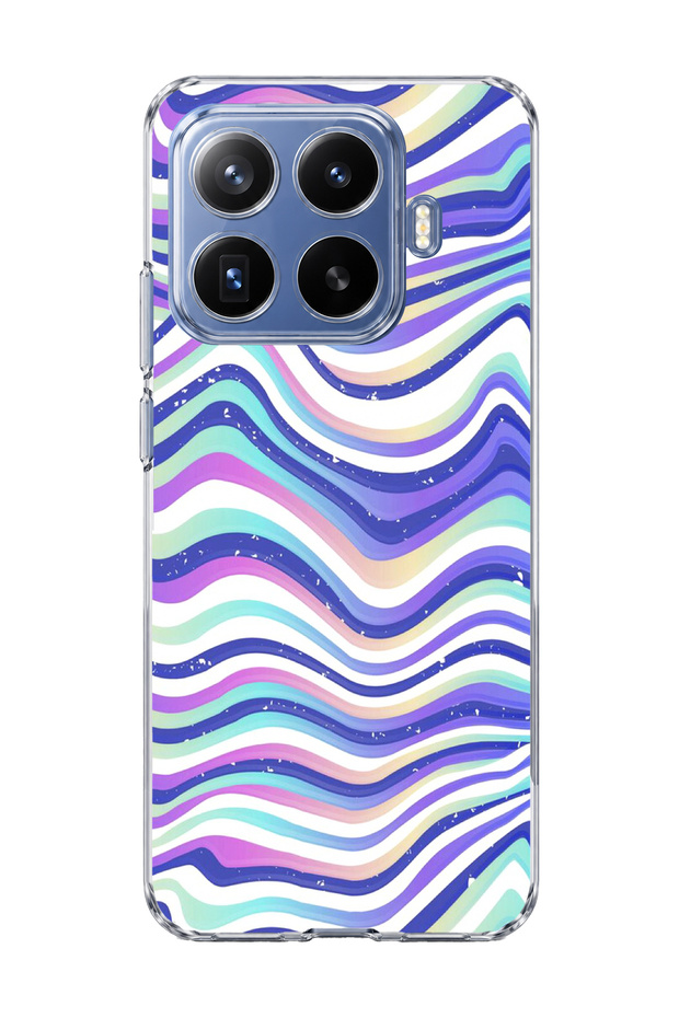 Mi 17t Pro Compatible Purple Blue Wavy Line Printed Transparent Phone Case