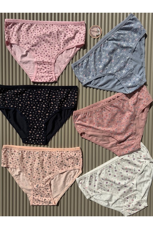 Women's Cotton Lycra 6-Piece Patterned Bato High Waist Panties