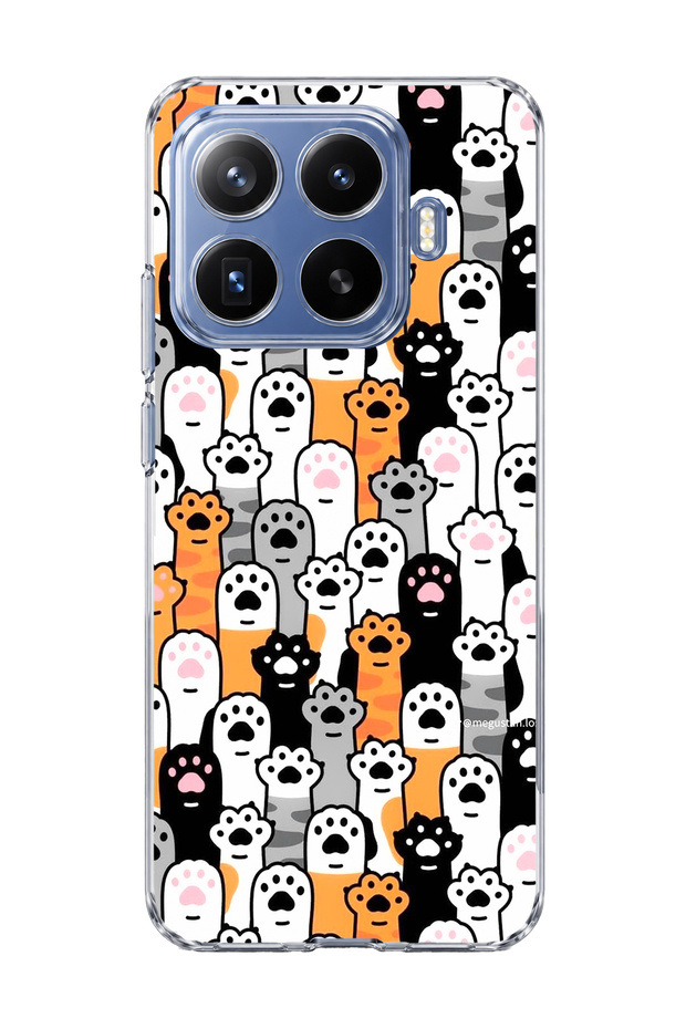 Mi 17t Pro Compatible Colorful Cat Paw Printed Transparent Phone Case