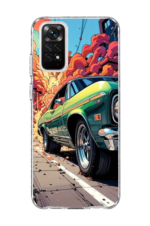 Redmi Note 11 / 11S Compatible Green Classic Car Printed Transparent Phone Case